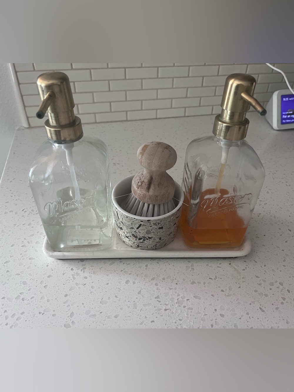 Luxury mason jars dispenser set terazzo Ceramic Brush Holder ceramic dish 5pc - Picture 2 of 4